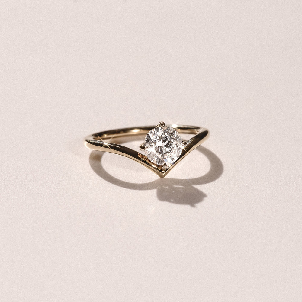 Vela 1.00ct Round Cut Lab Diamond Solitaire Engagement Ring in 18K Yellow Gold
