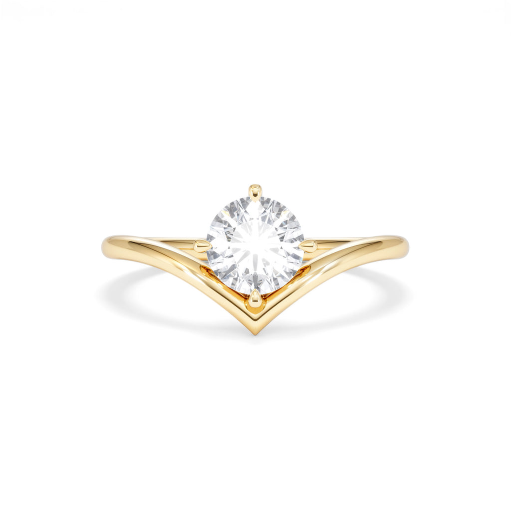 Vela 1.00ct Round Cut Lab Diamond Solitaire Engagement Ring in 18K Yellow Gold