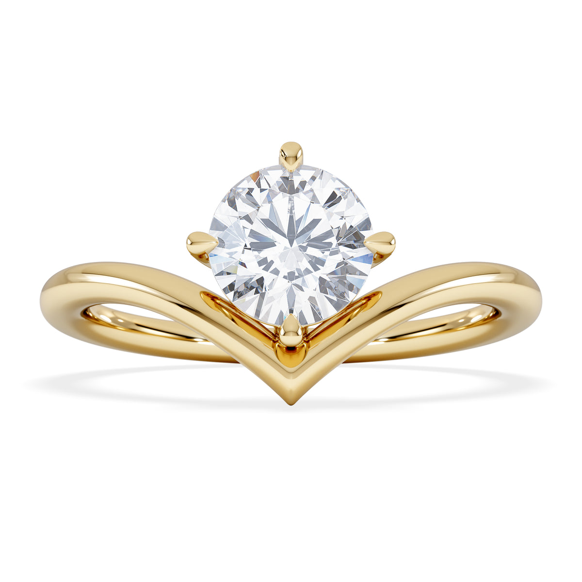 Vela 1.00ct Round Cut Lab Diamond Solitaire Engagement Ring in 18K Yellow Gold