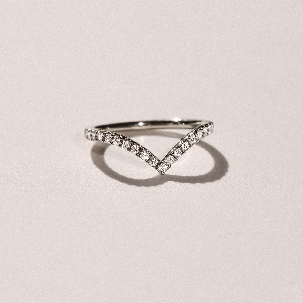 Vela 0.35ct Round Cut Lab Diamond Wishbone Wedding Ring in Platinum