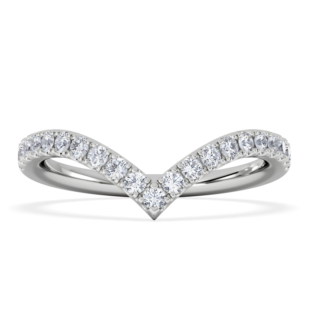 Vela 0.35ct Round Cut Lab Diamond Wishbone Wedding Ring in Platinum