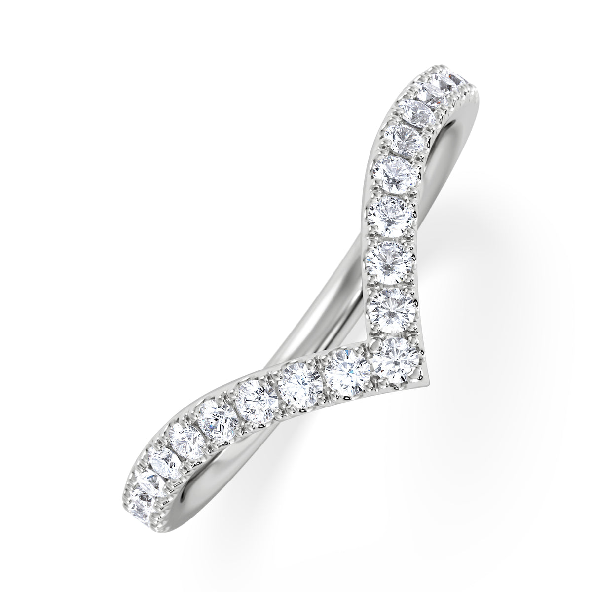 Vela 0.35ct Round Cut Lab Diamond Wishbone Wedding Ring in Platinum