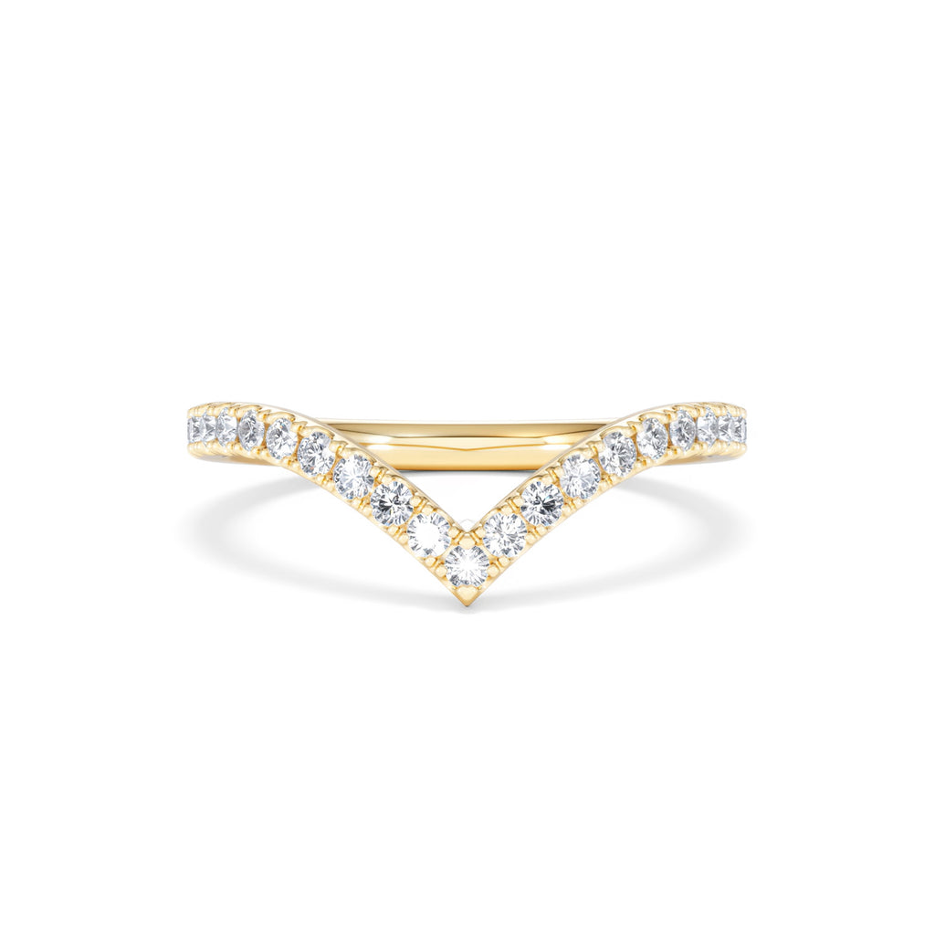 Vela 0.35ct Round Cut Lab Diamond Wishbone Wedding Ring in 18K Yellow Gold
