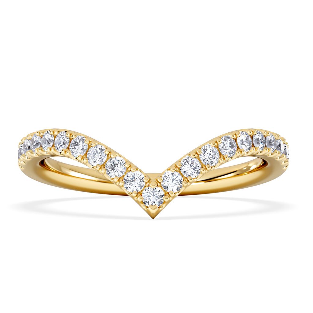 Vela 0.35ct Round Cut Lab Diamond Wishbone Wedding Ring in 18K Yellow Gold