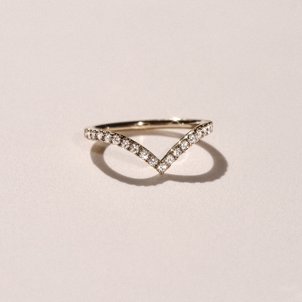 Vela 0.35ct Round Cut Lab Diamond Wishbone Wedding Ring in 18K Yellow Gold
