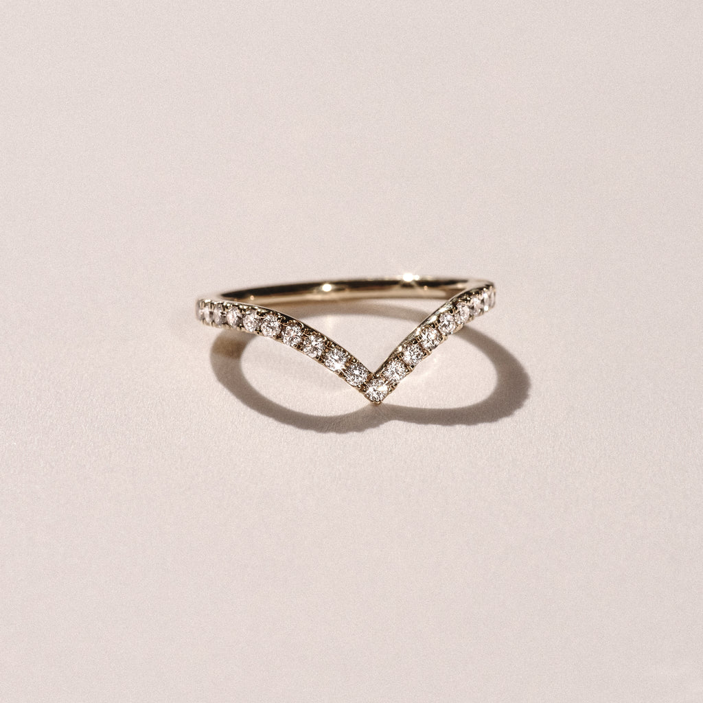Vela 0.35ct Round Cut Lab Diamond Wishbone Wedding Ring in 18K Yellow Gold