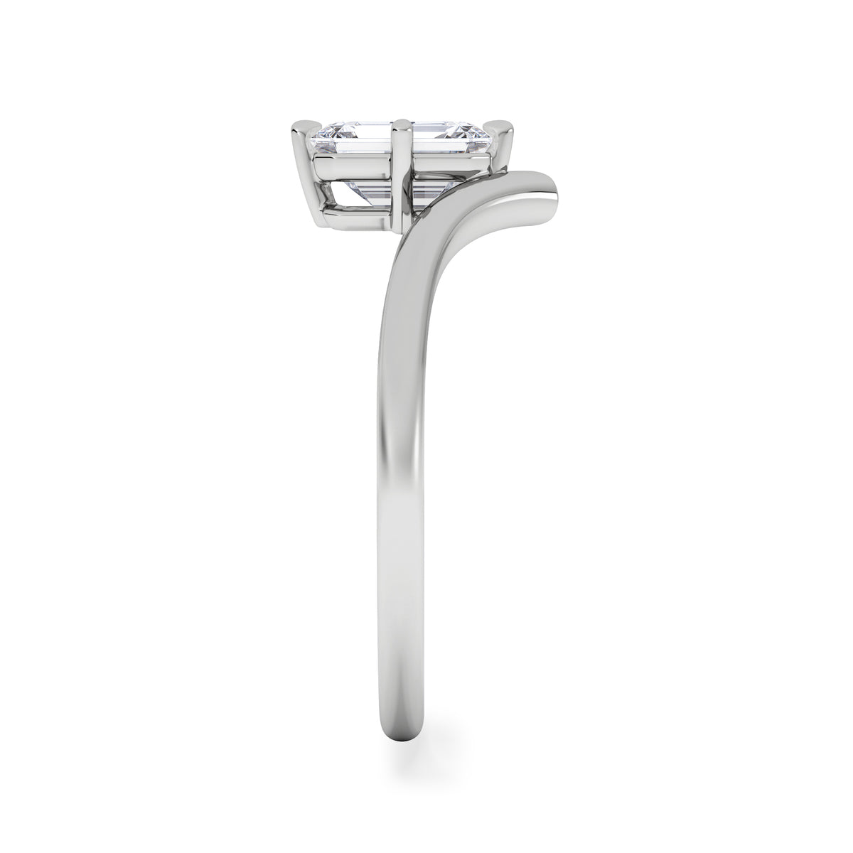 Vela 1.00ct Emerald Cut Lab Diamond Solitaire Engagement Ring in Platinum