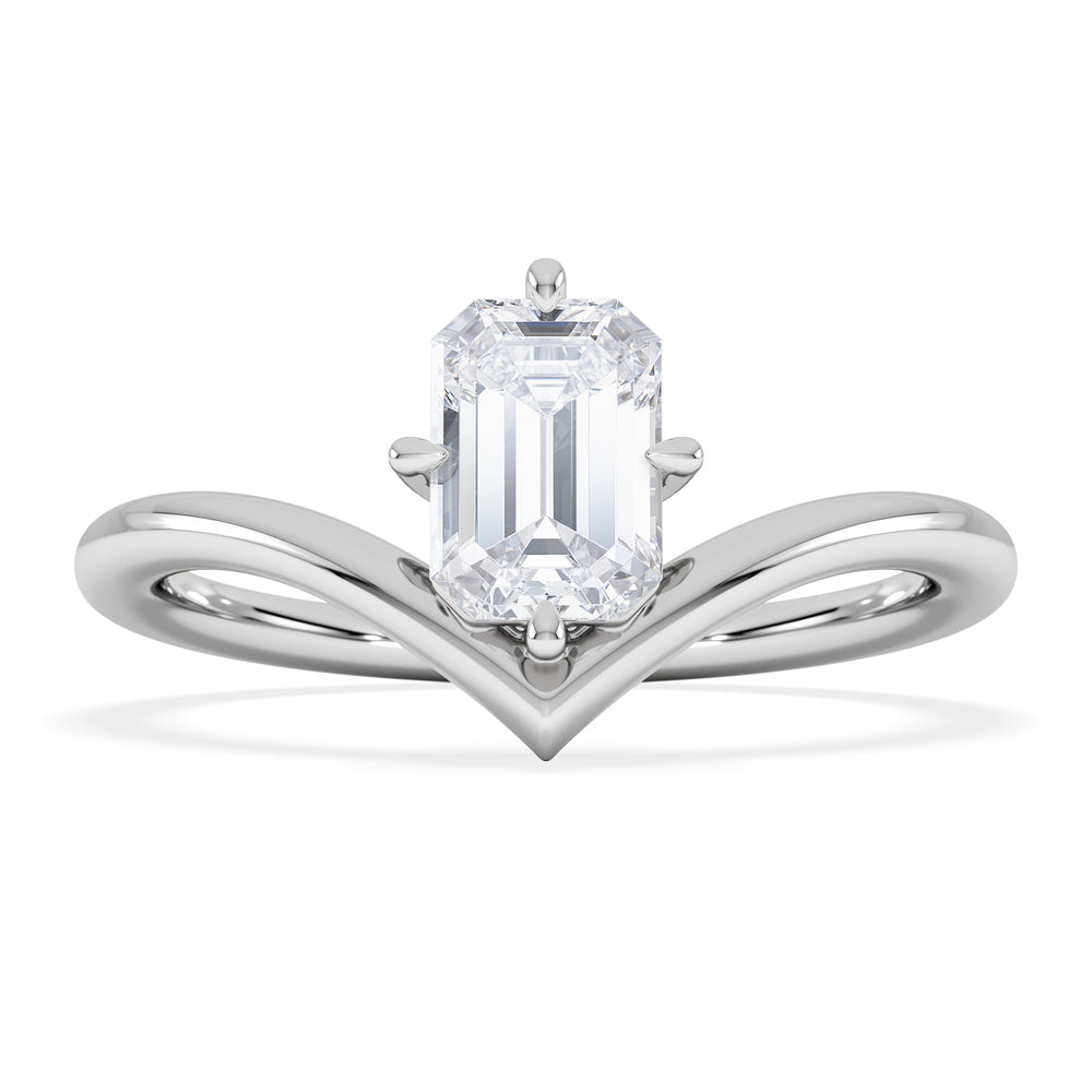 Vela 1.00ct Emerald Cut Lab Diamond Solitaire Engagement Ring in Platinum