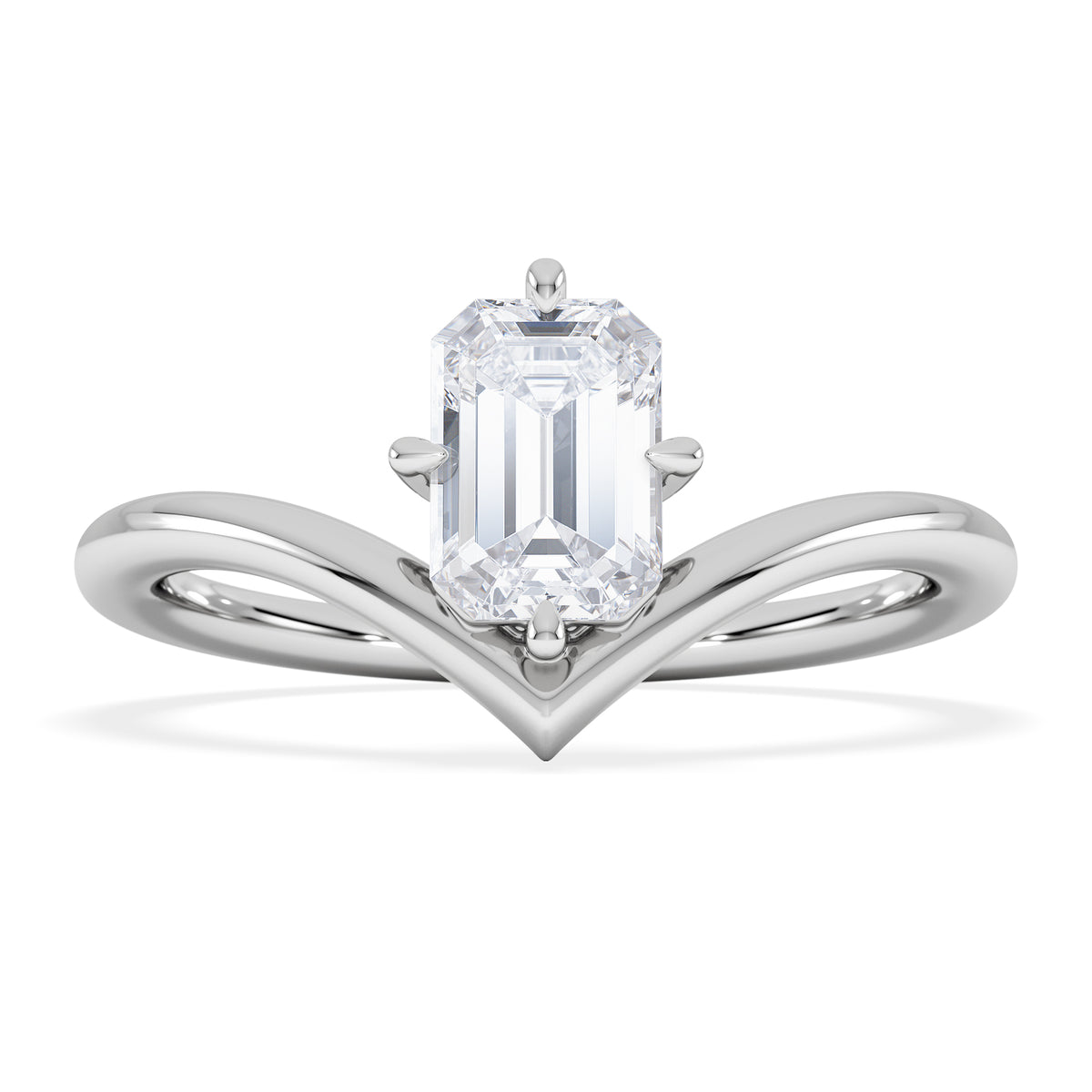 Vela 1.00ct Emerald Cut Lab Diamond Solitaire Engagement Ring in Platinum