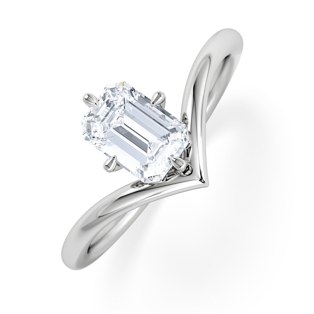 Vela 1.00ct Emerald Cut Lab Diamond Solitaire Engagement Ring in Platinum