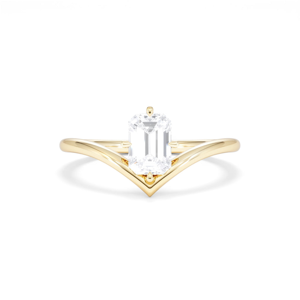 Vela 1.00ct Emerald Cut Lab Diamond Solitaire Engagement Ring in 18K Yellow Gold