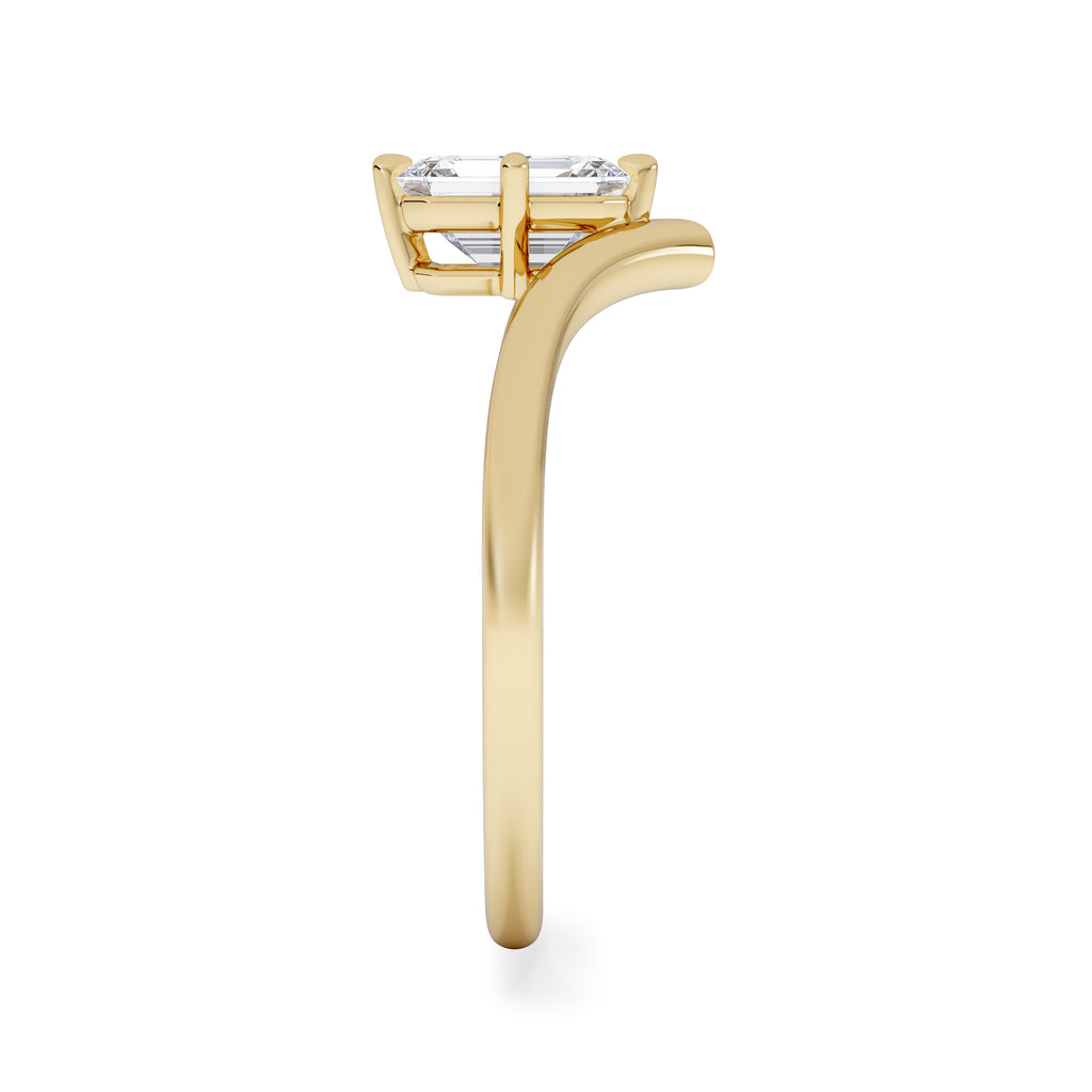 Vela 1.00ct Emerald Cut Lab Diamond Solitaire Engagement Ring in 18K Yellow Gold