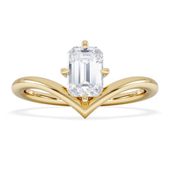 Vela 1.00ct Emerald Cut Lab Diamond Solitaire Engagement Ring in 18K Yellow Gold
