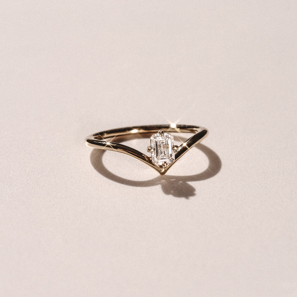 Vela 0.50ct Emerald Cut Lab Diamond Solitaire Engagement Ring in 18K Yellow Gold