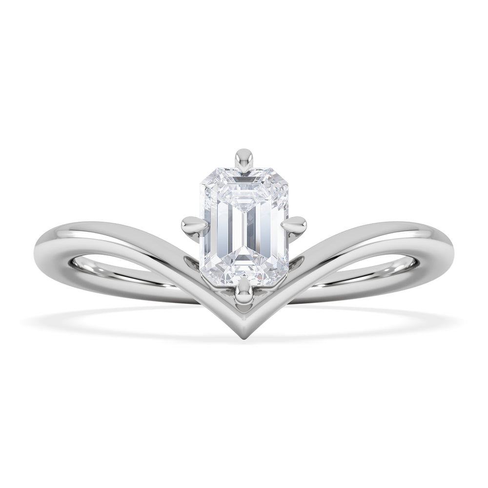 Vela 0.50ct Emerald Cut Lab Diamond Solitaire Engagement Ring in Platinum