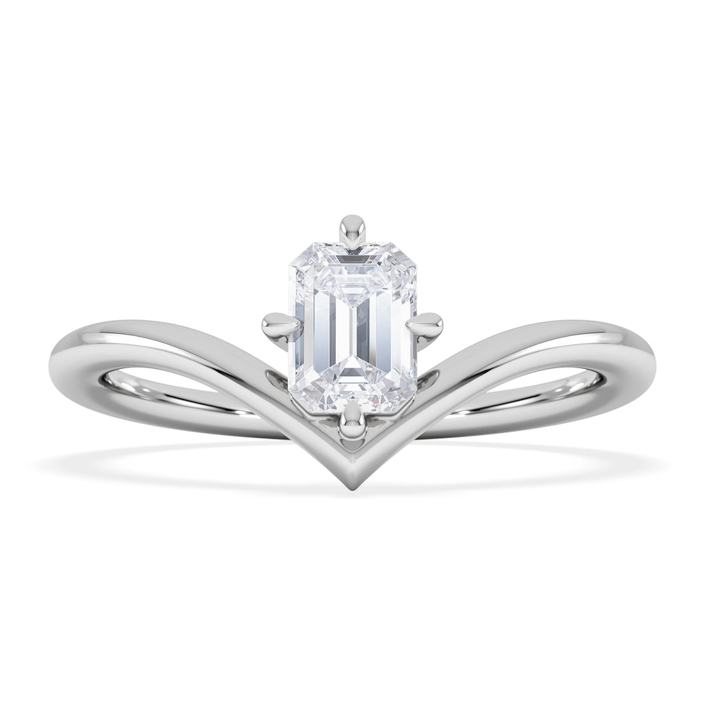 Vela 0.50ct Emerald Cut Lab Diamond Solitaire Engagement Ring in Platinum