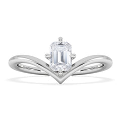 Vela 0.50ct Emerald Cut Lab Diamond Solitaire Engagement Ring in Platinum