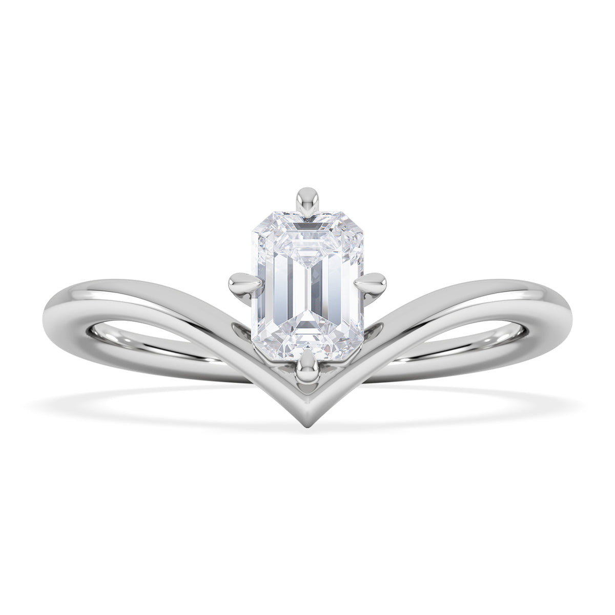 Vela 0.50ct Emerald Cut Lab Diamond Solitaire Engagement Ring in Platinum