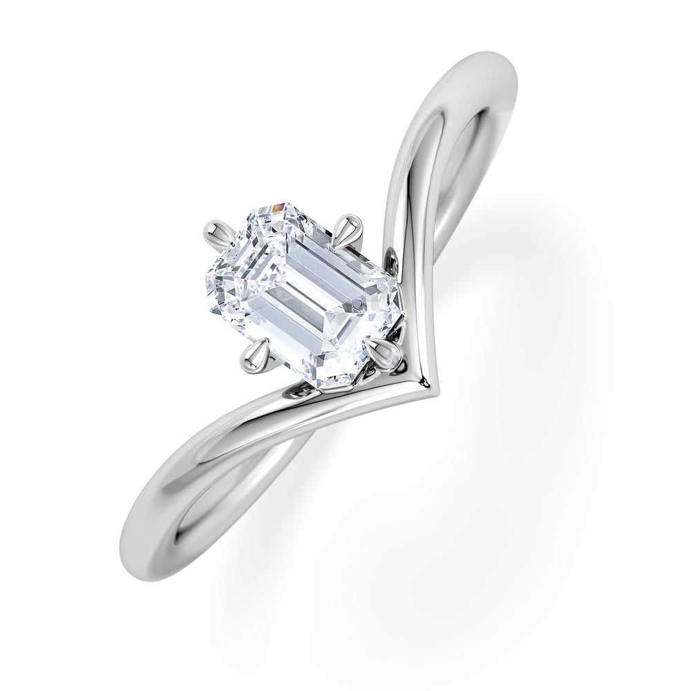 Vela 0.50ct Emerald Cut Lab Diamond Solitaire Engagement Ring in Platinum