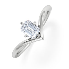 Vela 0.50ct Emerald Cut Lab Diamond Solitaire Engagement Ring in Platinum