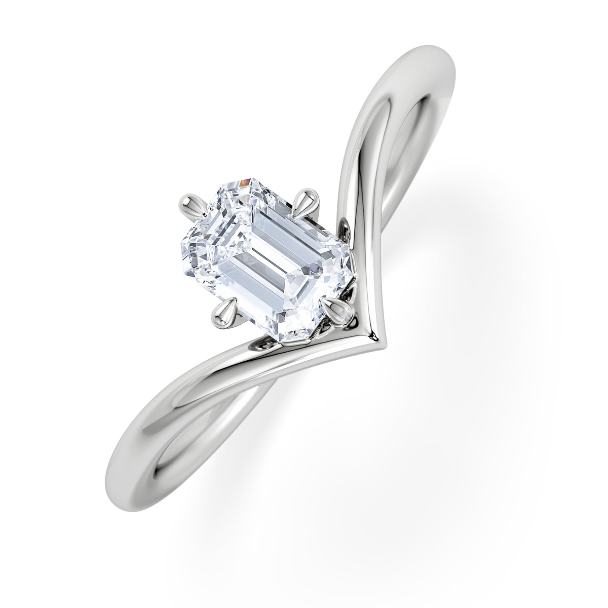 Vela 0.50ct Emerald Cut Lab Diamond Solitaire Engagement Ring in Platinum