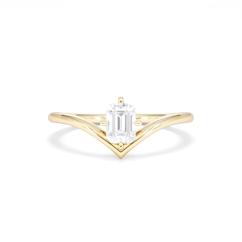 Vela 0.50ct Emerald Cut Lab Diamond Solitaire Engagement Ring in 18K Yellow Gold