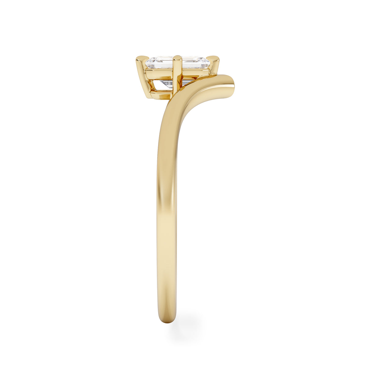 Vela 0.50ct Emerald Cut Lab Diamond Solitaire Engagement Ring in 18K Yellow Gold