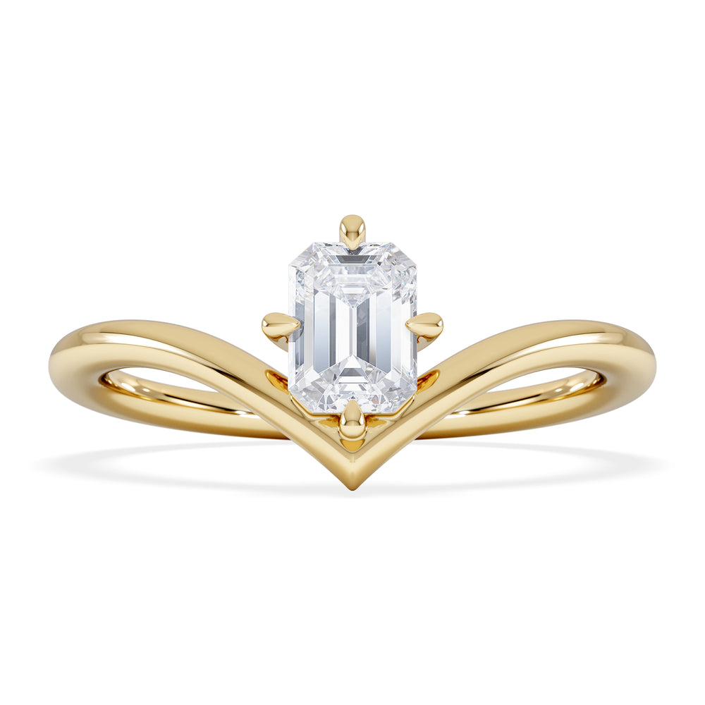 Vela 0.50ct Emerald Cut Lab Diamond Solitaire Engagement Ring in 18K Yellow Gold