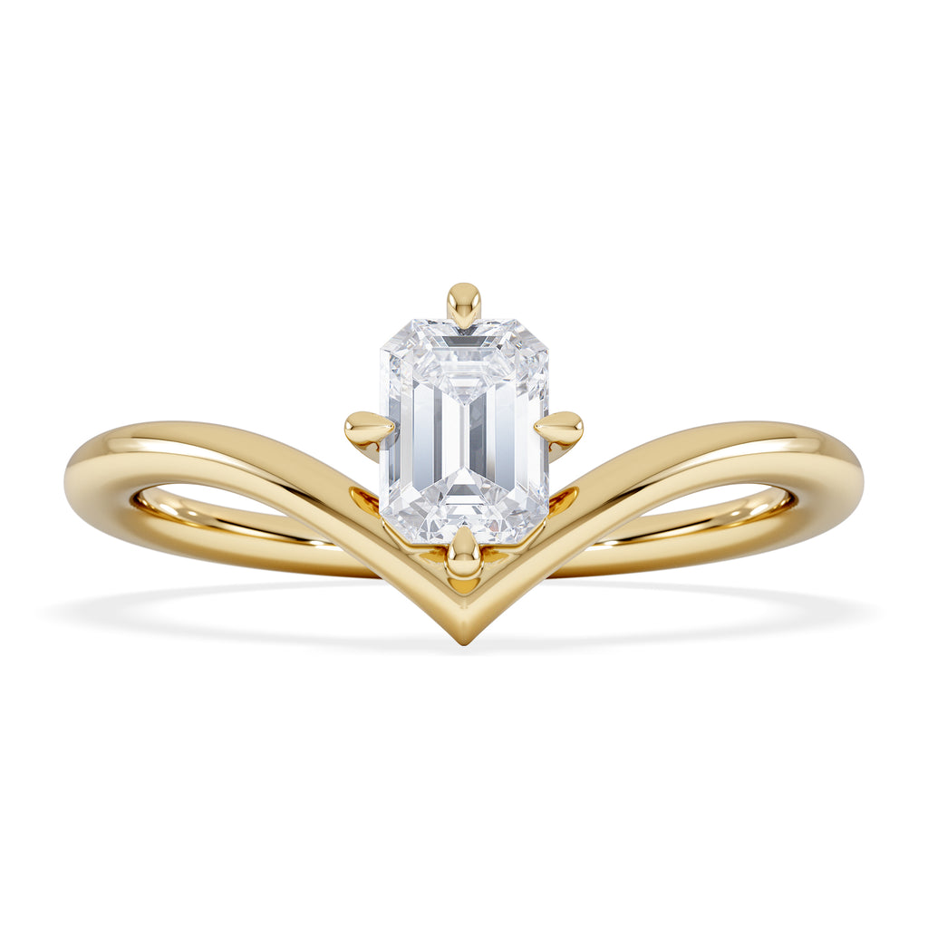 Vela 0.50ct Emerald Cut Lab Diamond Solitaire Engagement Ring in 18K Yellow Gold
