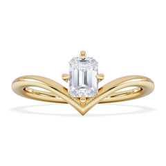 Vela 0.50ct Emerald Cut Lab Diamond Solitaire Engagement Ring in 18K Yellow Gold