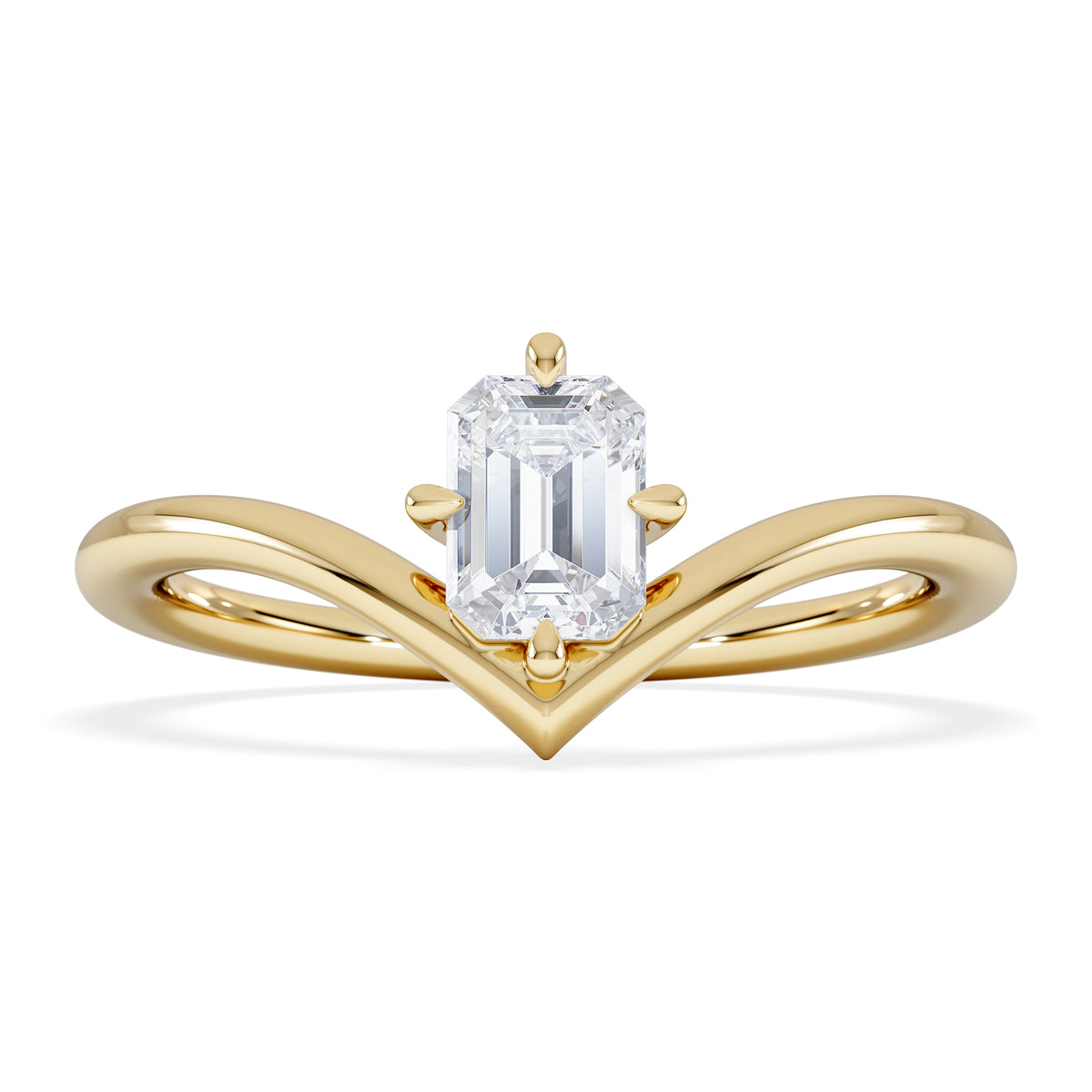 Vela 0.50ct Emerald Cut Lab Diamond Solitaire Engagement Ring in 18K Yellow Gold