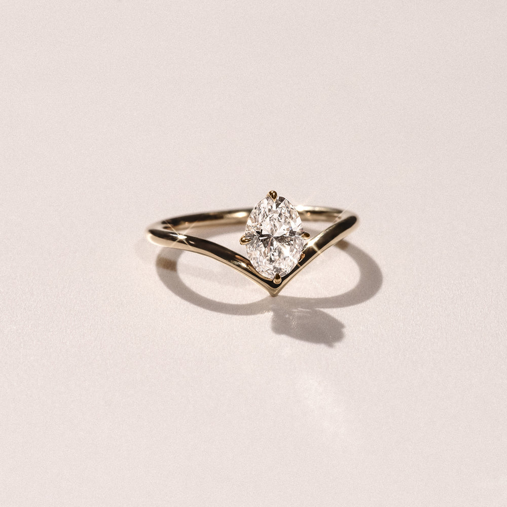 Vela 1.00ct Oval Cut Lab Diamond Solitaire Engagement Ring in 18K Yellow Gold
