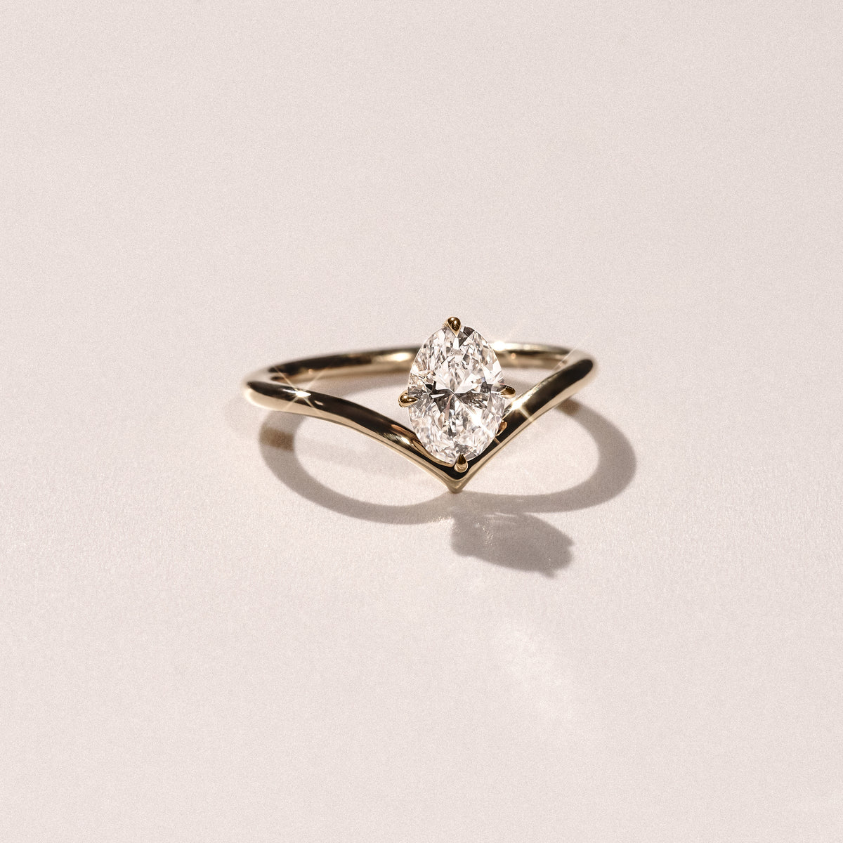 Vela 1.00ct Oval Cut Lab Diamond Solitaire Engagement Ring in 18K Yellow Gold