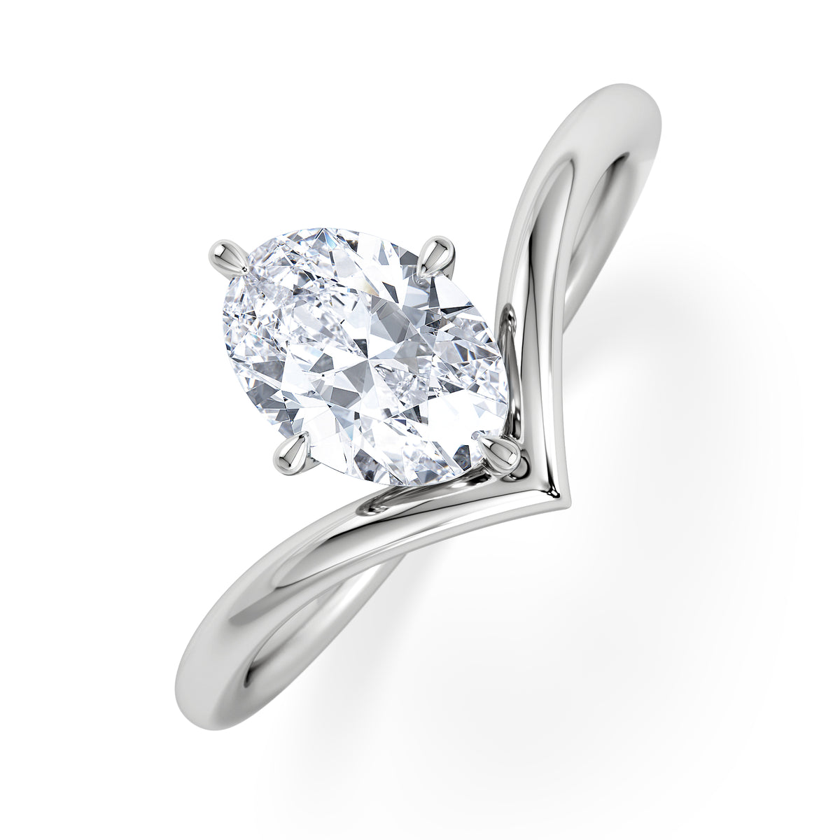 Vela 1.00ct Oval Cut Lab Diamond Solitaire Engagement Ring in Platinum