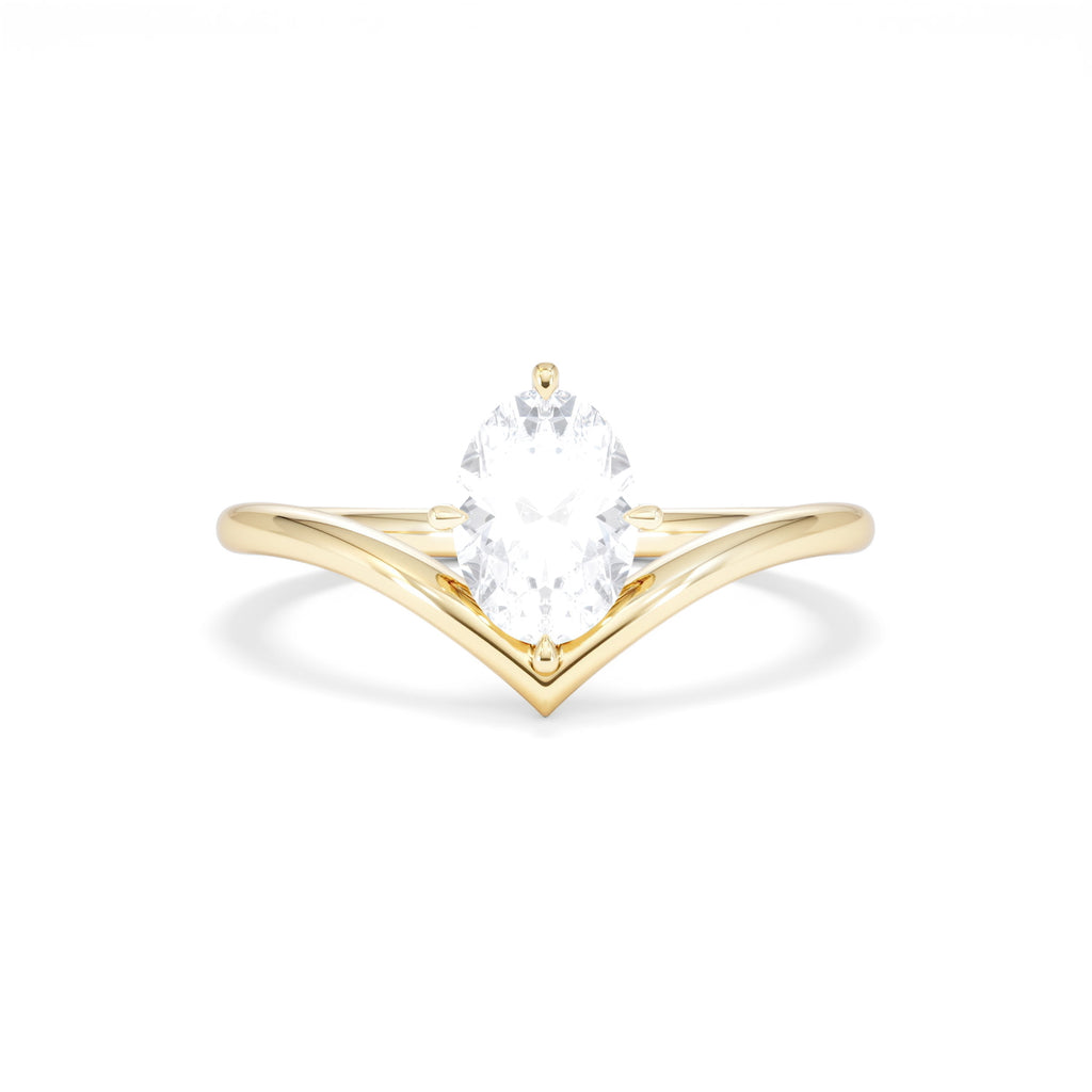 Vela 1.00ct Oval Cut Lab Diamond Solitaire Engagement Ring in 18K Yellow Gold