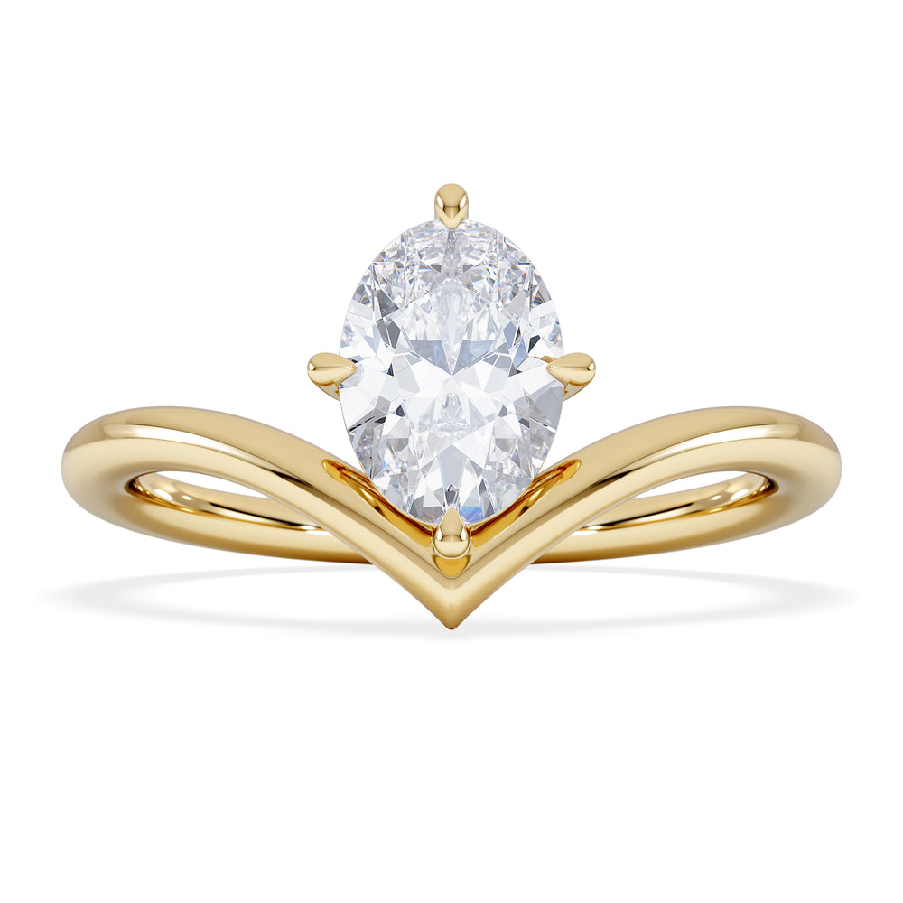 Vela 1.00ct Oval Cut Lab Diamond Solitaire Engagement Ring in 18K Yellow Gold