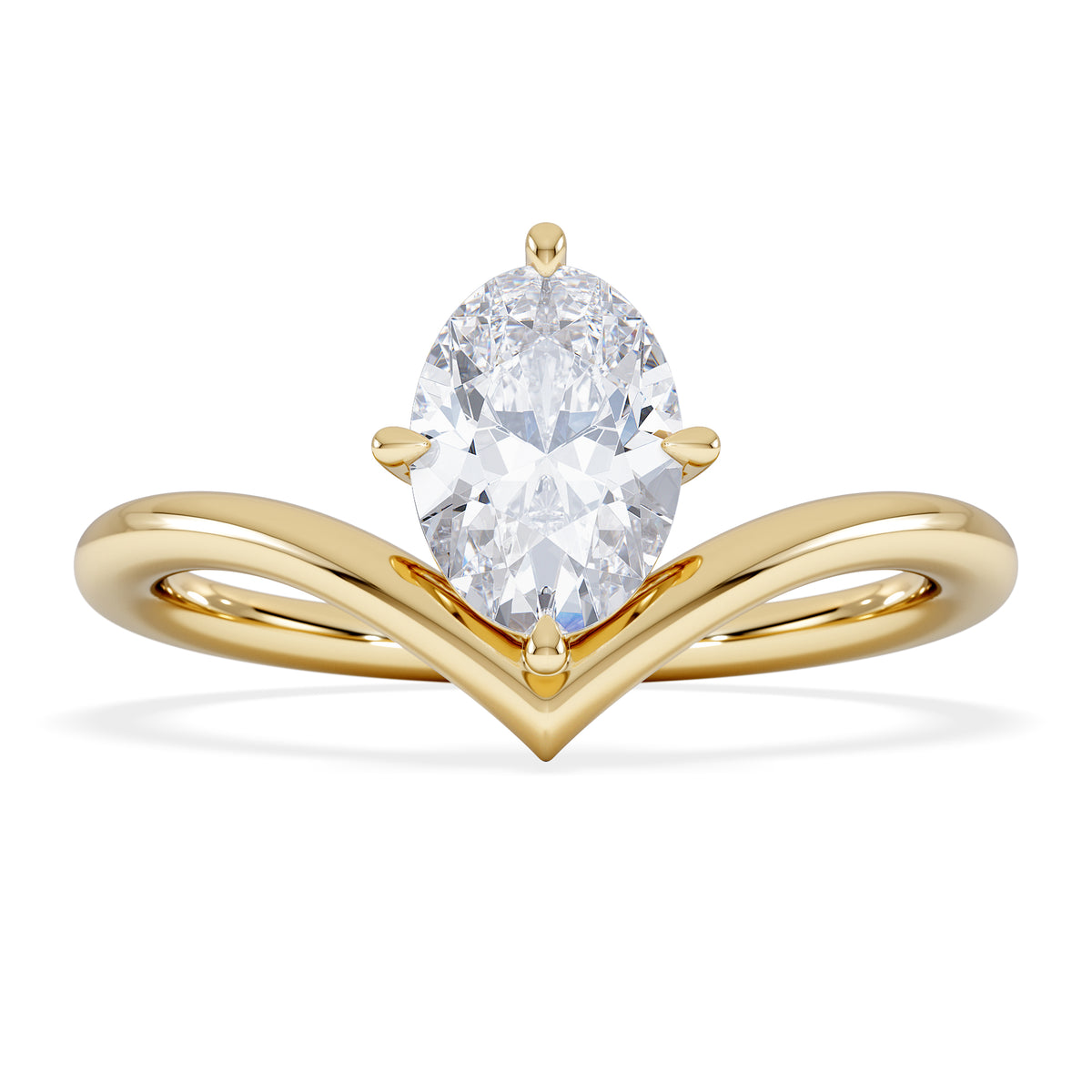Vela 1.00ct Oval Cut Lab Diamond Solitaire Engagement Ring in 18K Yellow Gold