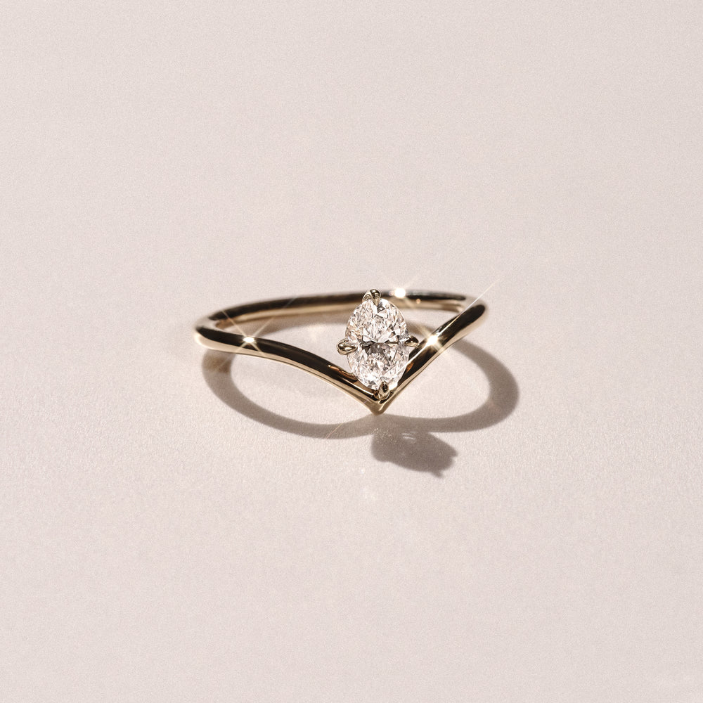 Vela 0.50ct Oval Cut Lab Diamond Solitaire Engagement Ring in 18K Yellow Gold