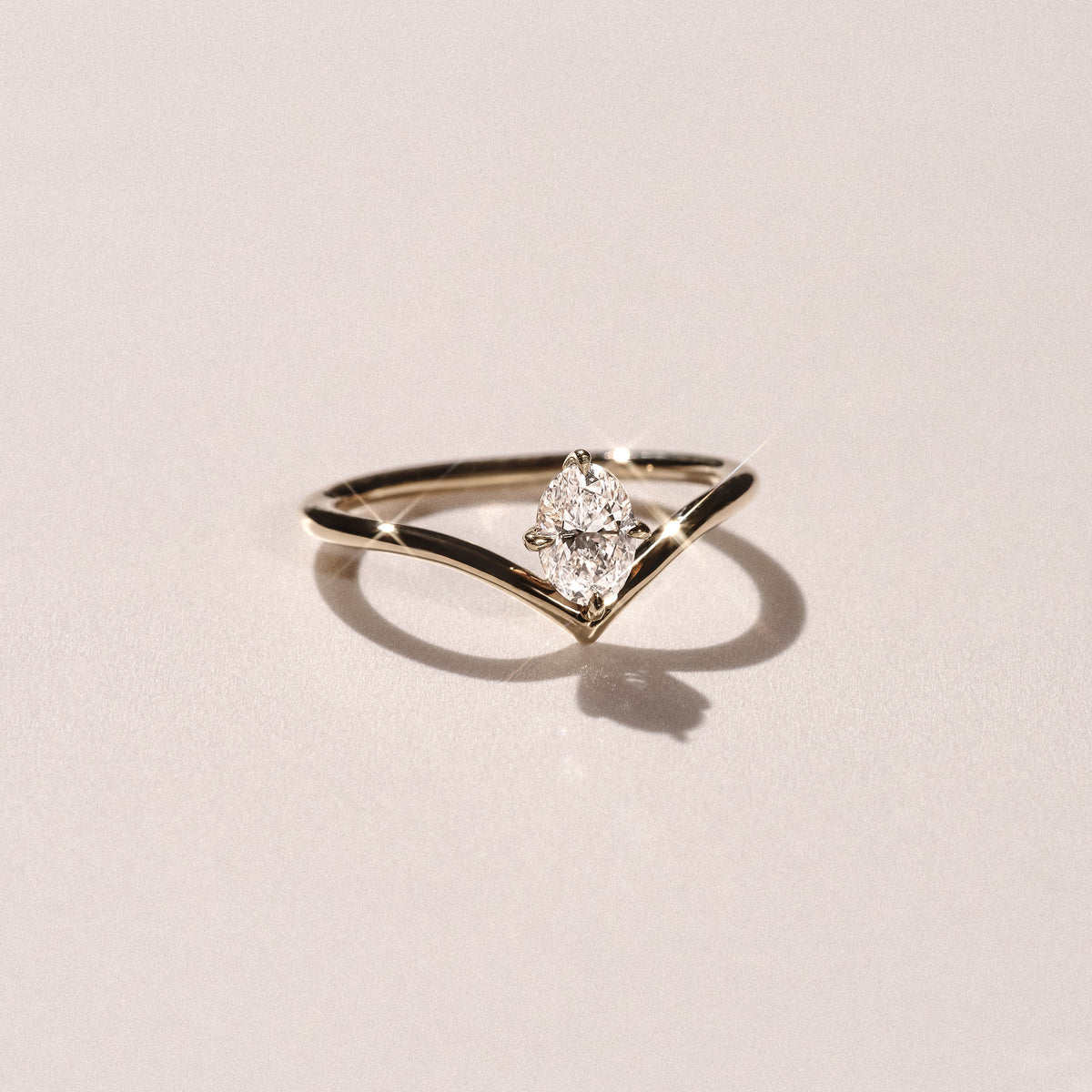 Vela 0.50ct Oval Cut Lab Diamond Solitaire Engagement Ring in 18K Yellow Gold