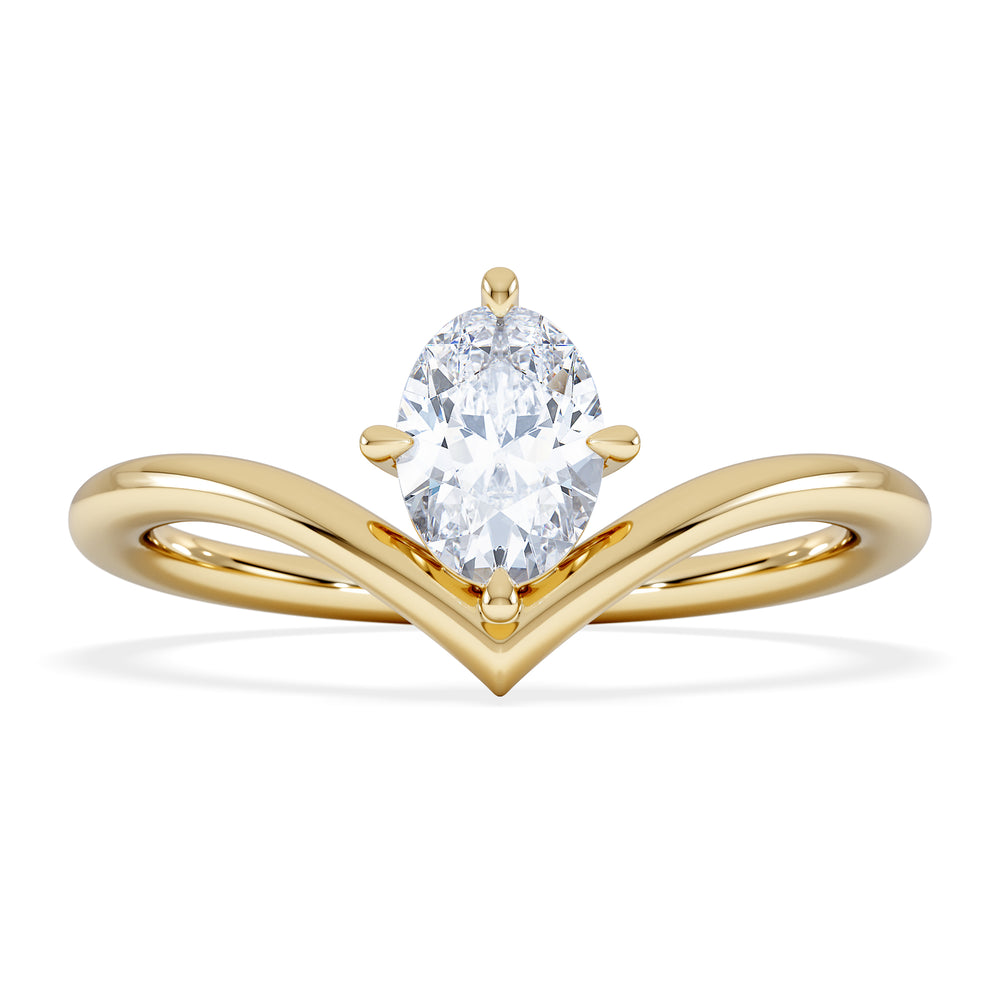 Vela 0.50ct Oval Cut Lab Diamond Solitaire Engagement Ring in 18K Yellow Gold