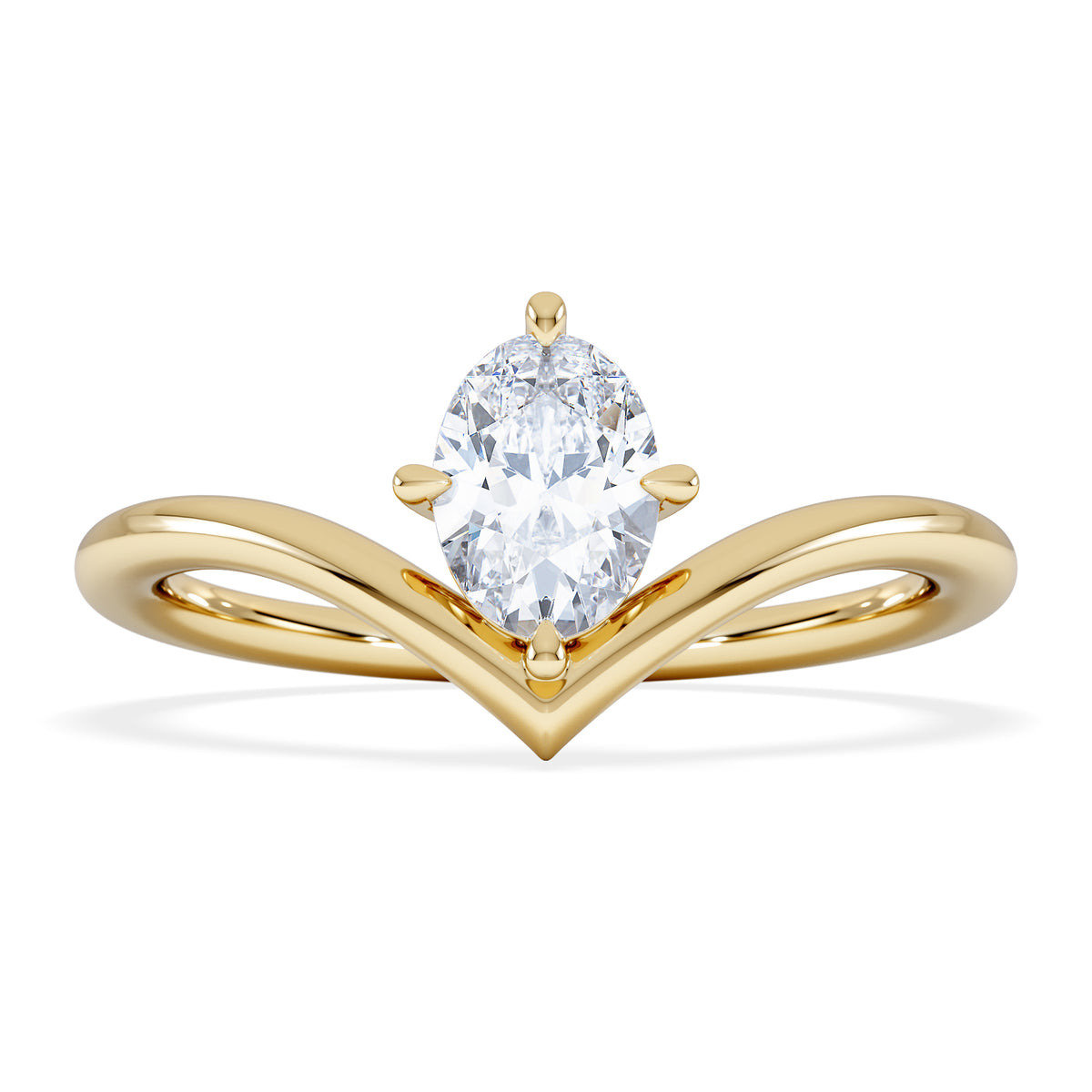 Vela 0.50ct Oval Cut Lab Diamond Solitaire Engagement Ring in 18K Yellow Gold