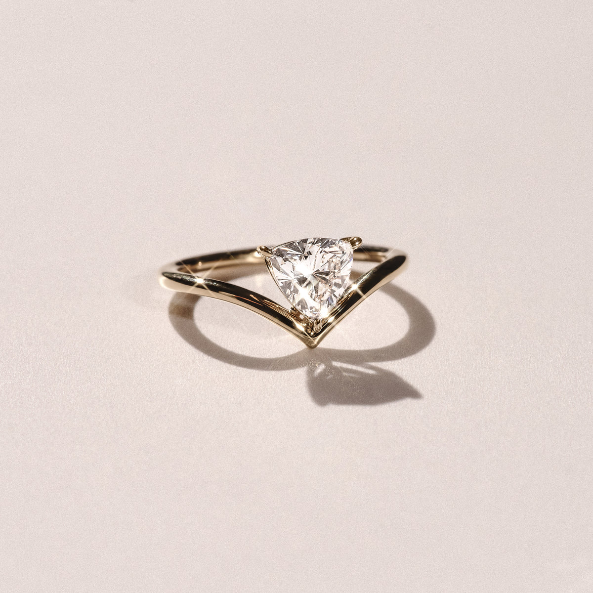 Vela 1.00ct Trillion Cut Lab Diamond Solitaire Engagement Ring in 18K Yellow Gold