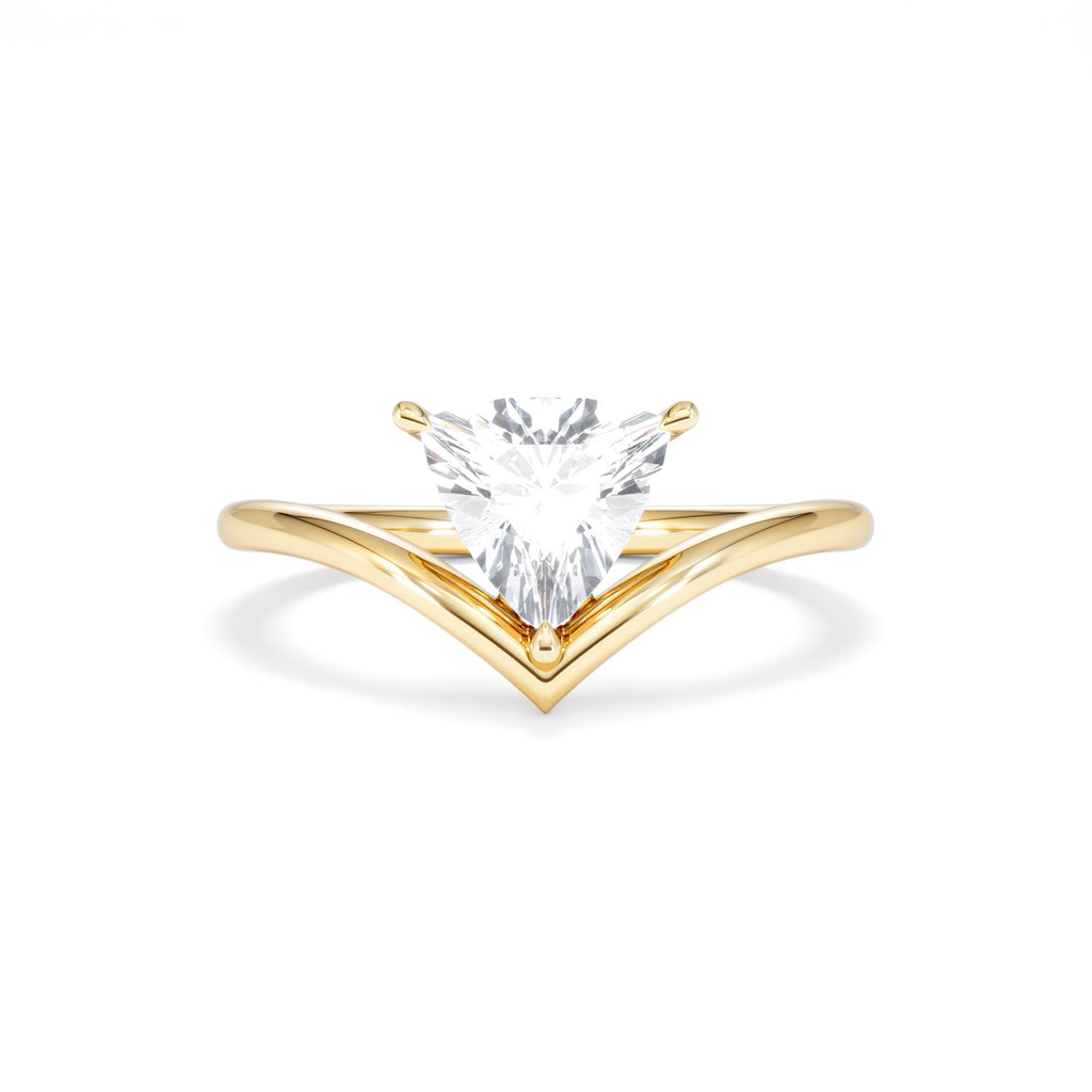 Vela 1.00ct Trillion Cut Lab Diamond Solitaire Engagement Ring in 18K Yellow Gold
