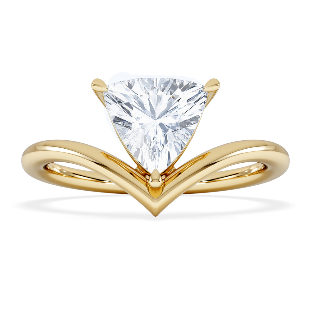 Vela 1.00ct Trillion Cut Lab Diamond Solitaire Engagement Ring in 18K Yellow Gold