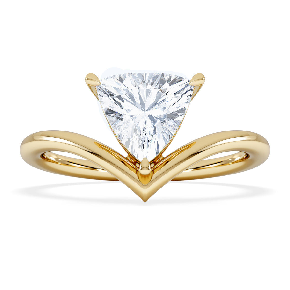 Vela 1.00ct Trillion Cut Lab Diamond Solitaire Engagement Ring in 18K Yellow Gold