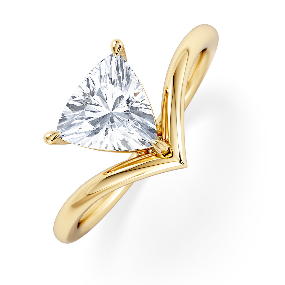 Vela 1.00ct Trillion Cut Lab Diamond Solitaire Engagement Ring in 18K Yellow Gold