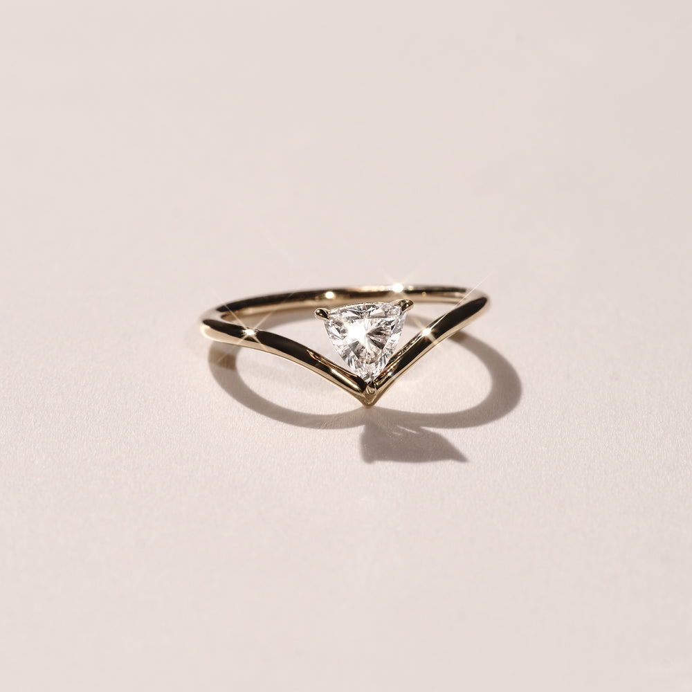 Vela 0.50ct Trillion Cut Lab Diamond Solitaire Engagement Ring in 18K Yellow Gold