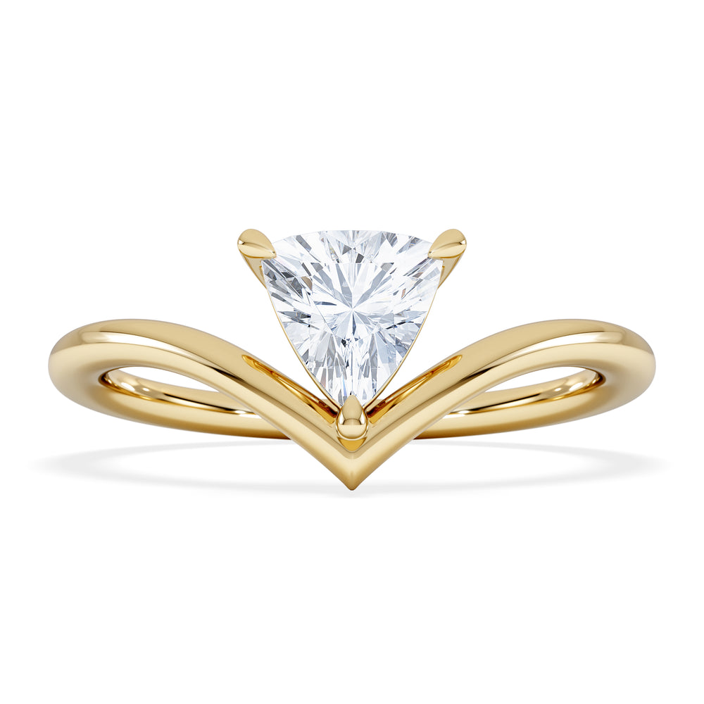 Vela 0.50ct Trillion Cut Lab Diamond Solitaire Engagement Ring in 18K Yellow Gold