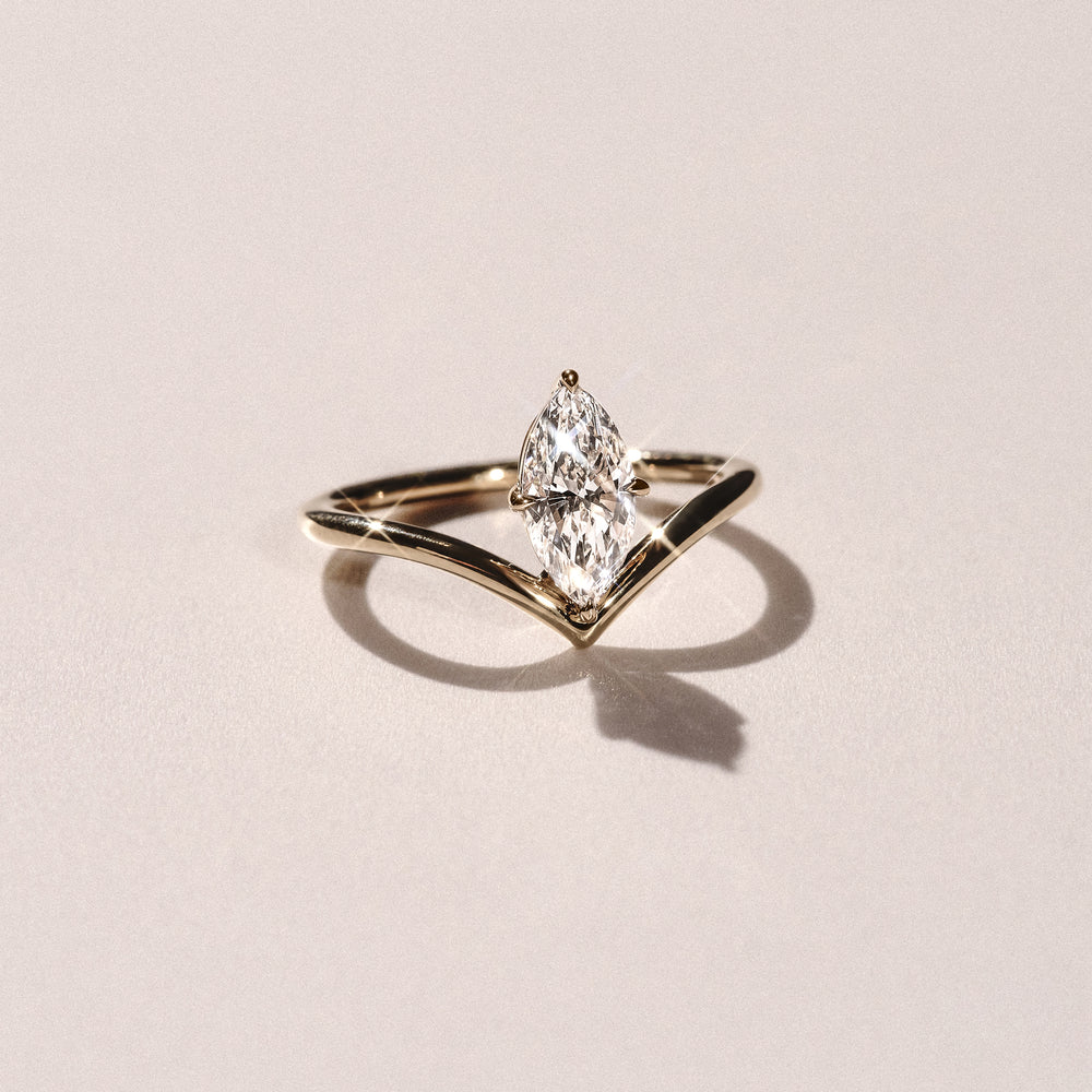 Vela 1.00ct Marquise Cut Lab Diamond Solitaire Engagement Ring in 18K Yellow Gold