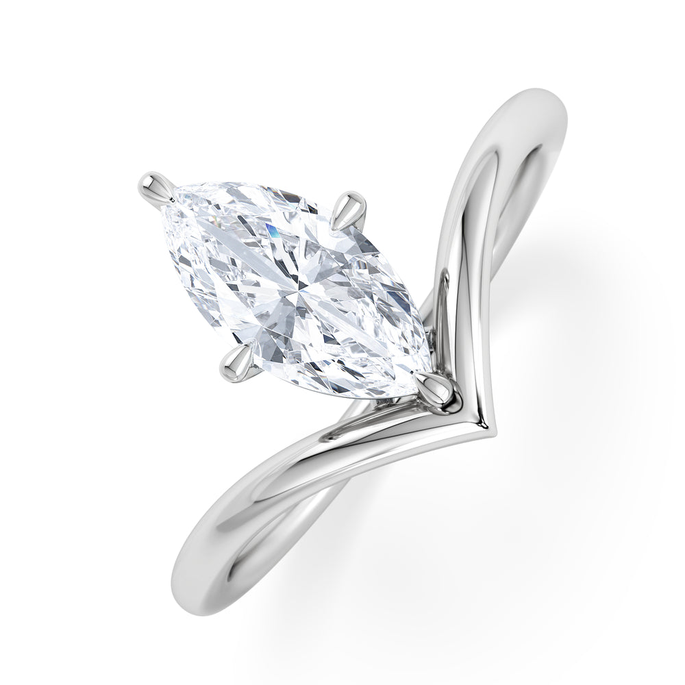 Vela 1.00ct Marquise Cut Lab Diamond Solitaire Engagement Ring in Platinum
